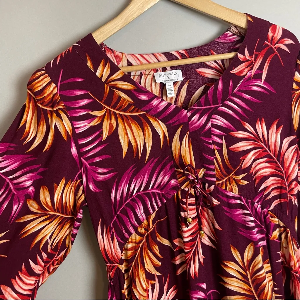 Sofia Jeans Sophia‎ Vergara Tropical Dress Ruffle Hem Long Sleeves Medium - Image 13