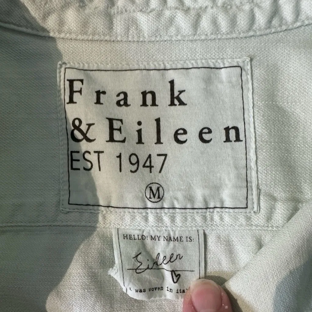 Frank & Eileen EILEEN Famous Denim Relaxed Button-Up Shirt in Mint Green M $278 - Image 9