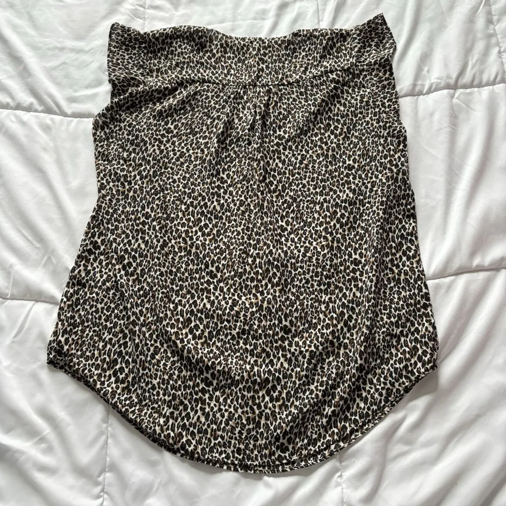 Chaus Womens Size Small Brown Cheetah Tank Top Blouse Officechic Corpcore City - Image 8