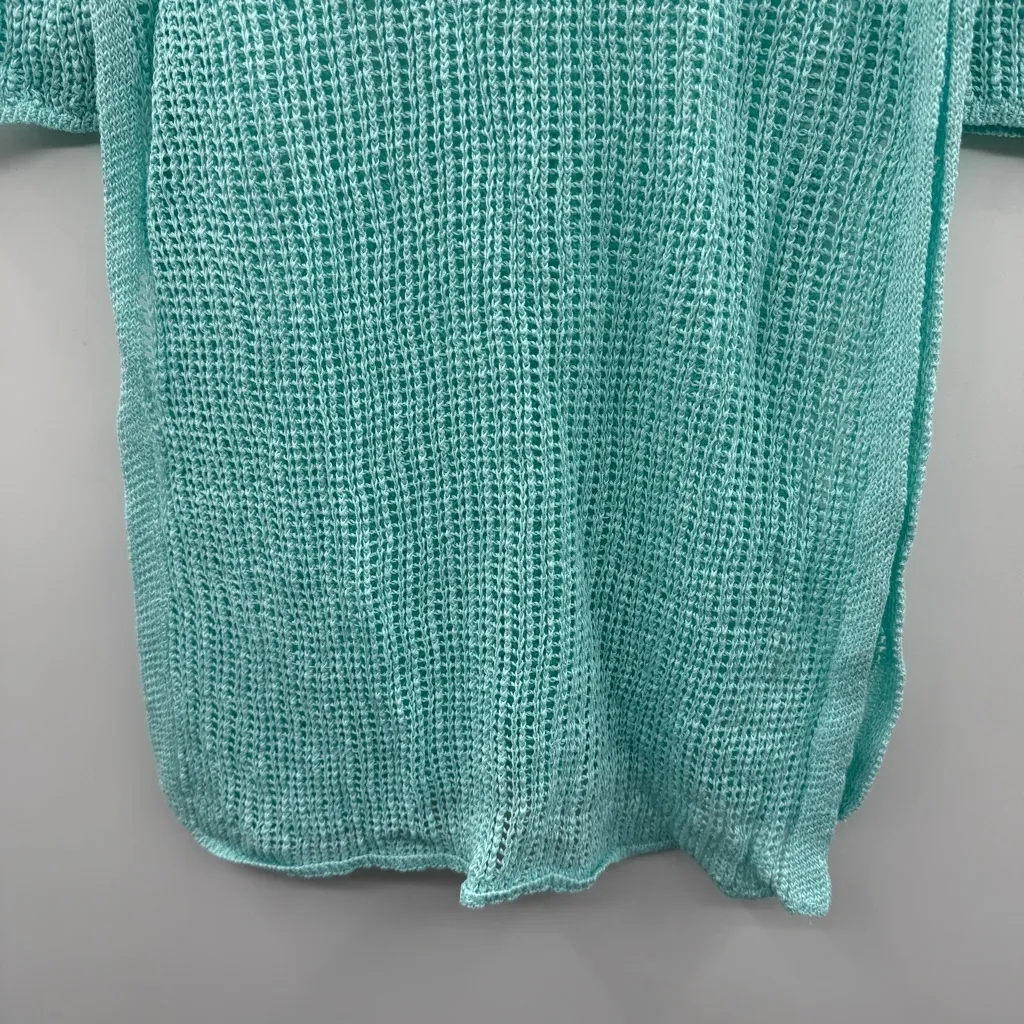 Eileen Fisher Organic Linen Light Blue Open Knit Slub Tunic Sweater Top Sz S‎ - Image 5