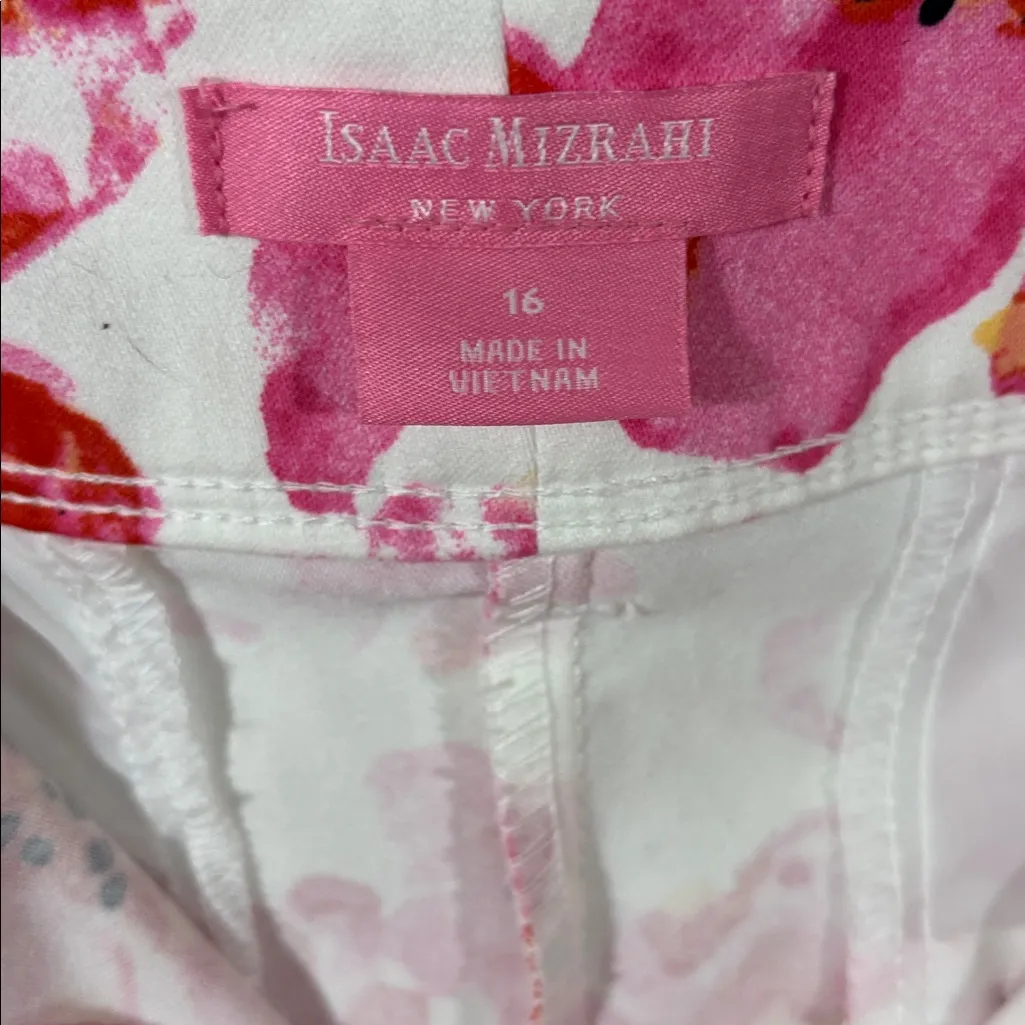 Isaac Mizrahi Pink Floral Women's Tailored Shorts Size 16 NEW - Image 5