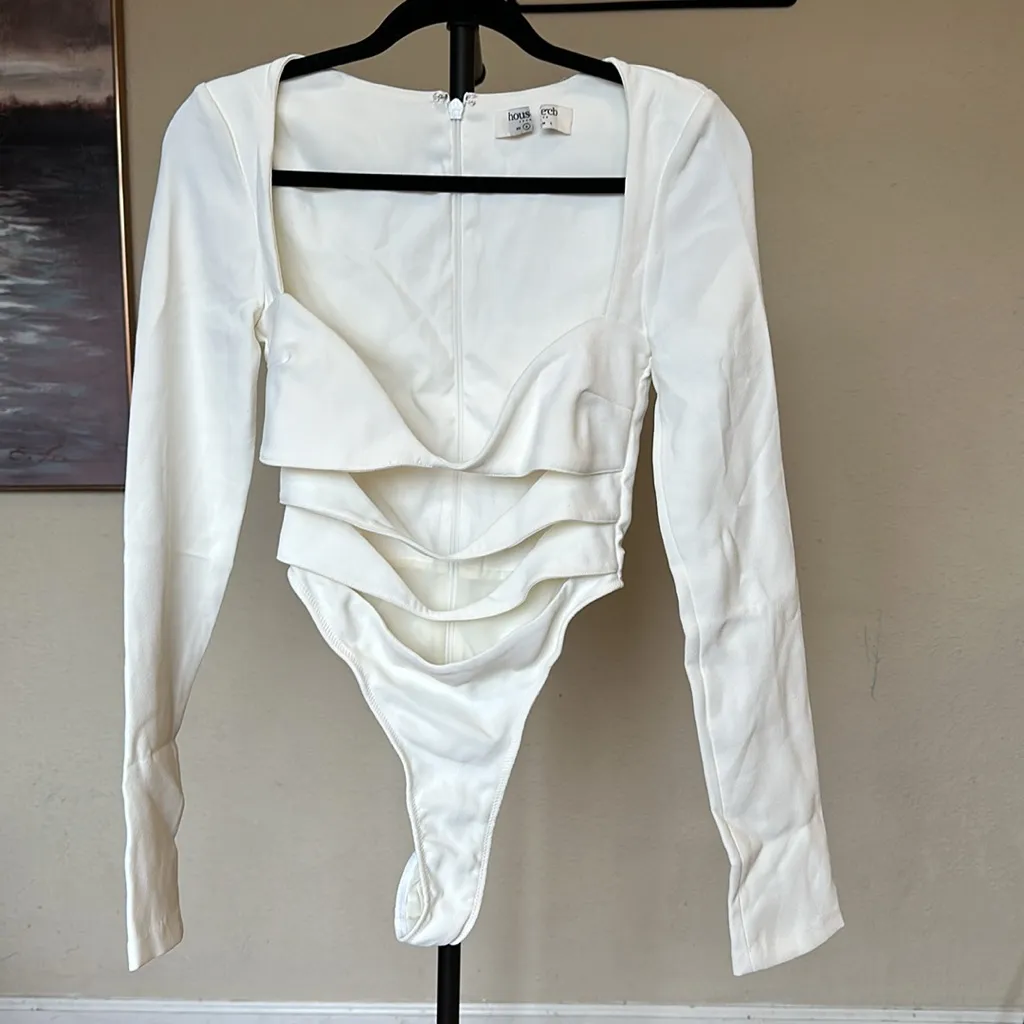 HOUSE‎ OF CB 'Danica' White Cutout Bodysuit NWOT size S - Image 4