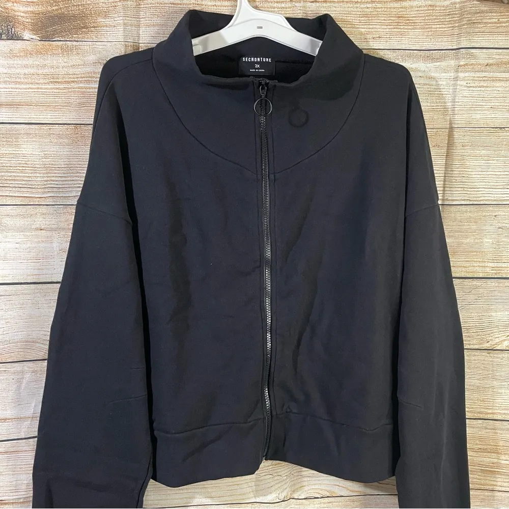 Secndnture mock neck full zipper long sleeves sweater women plus size 2X - Image 7