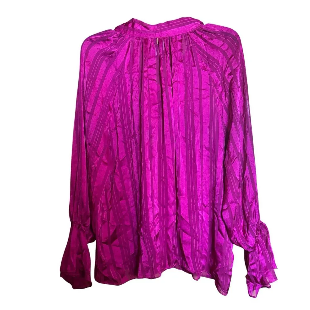 MISA Los Angeles Bell Ruffle Sleeve Peasant Top Womens Large Pink Striped - Image 9