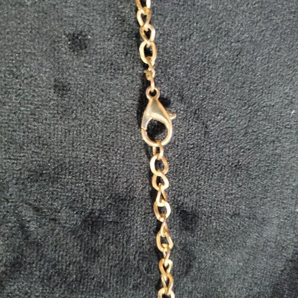 Womens Pink Semicircle Stone Kallaite Malachite Metal Tassels Pendant Necklace - Image 8