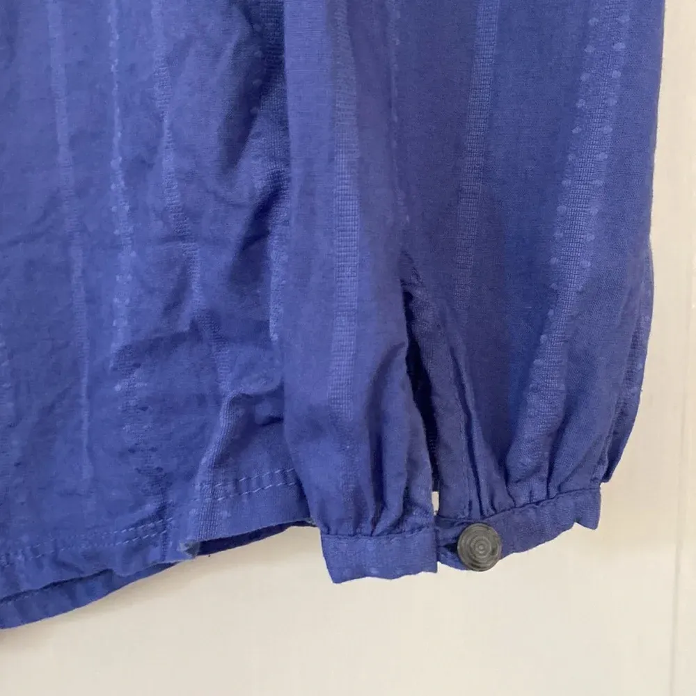 Woolrich Cotton Blouse Keyhole Button Details Flattering Wear‎ in Winter Stripes - Image 2