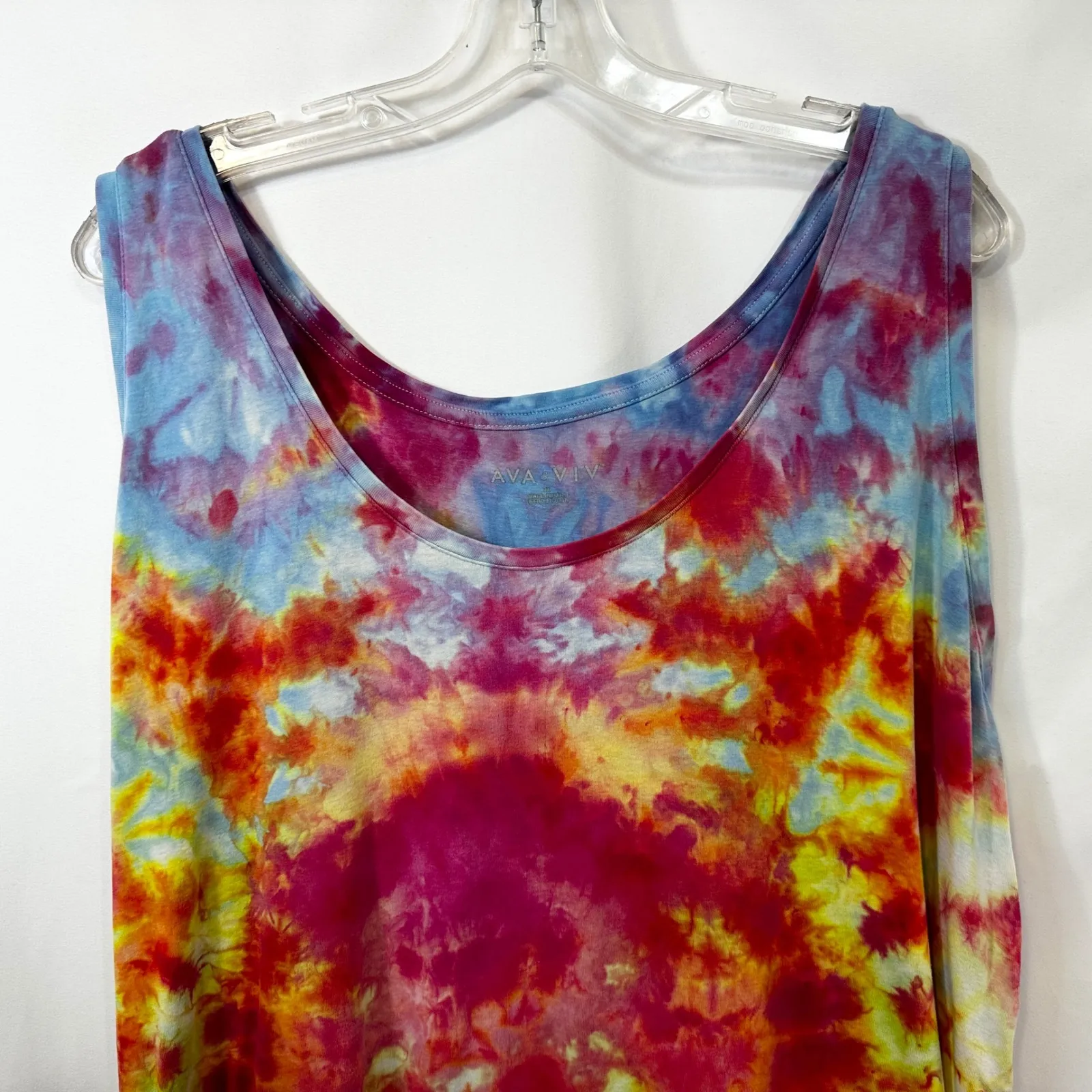Ava & Viv Plus Size 3X Tank Top Tie Dye Handmade Red Orange Hippie Boho 1778 - Image 3