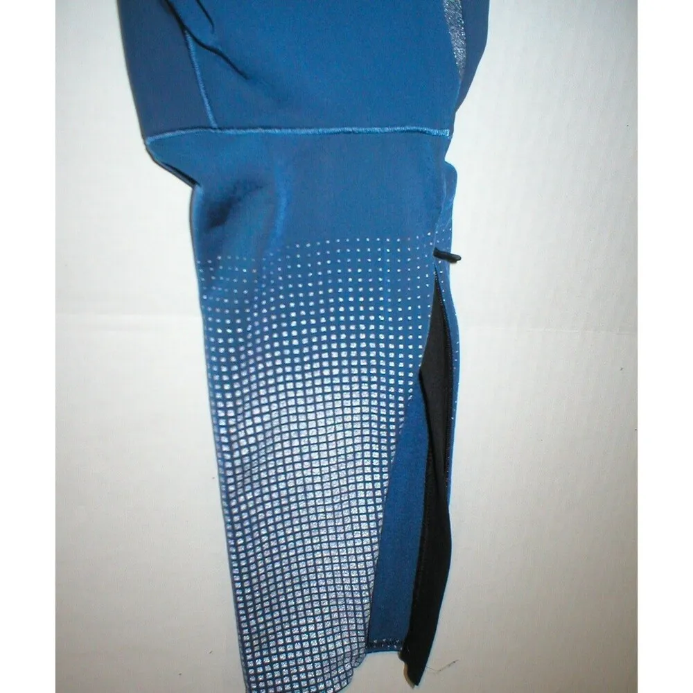 NWT Womens New Leggings Adidas S Blue Lined Climaheat Run Warm Leg Zippers Refle - Image 8