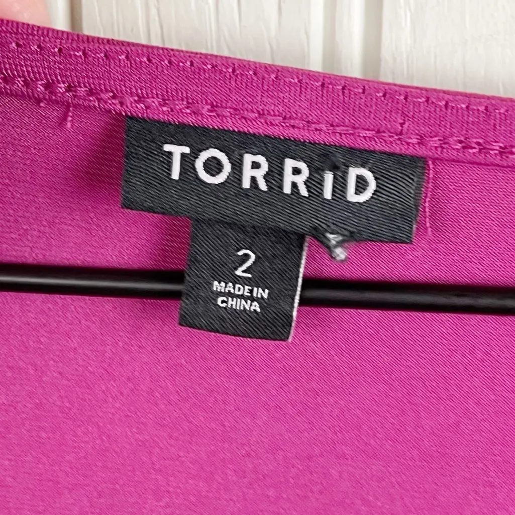 Torrid Studio Knit Surplice Tie Back Mini Dress Size 2X Boysenberry Magenta Pink - Image 7