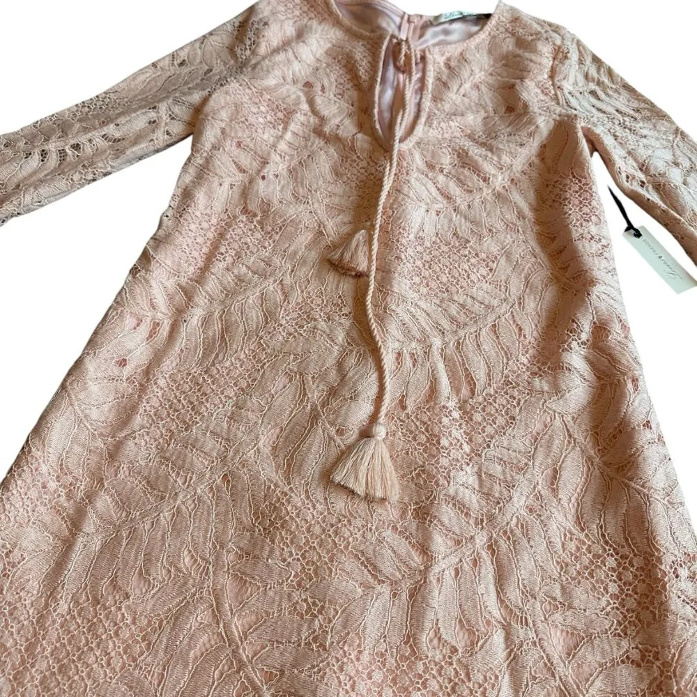 Lovers + Friends Marlie Pink Lace Dress Shift 3/4 Sleeves Size Small Women's NWT - Image 6
