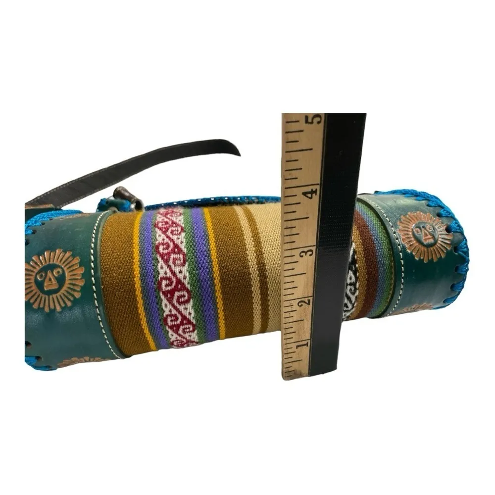 Handcrafted
Jawaja Leather Bag with Cloth Woven Patch Blue - Image 11