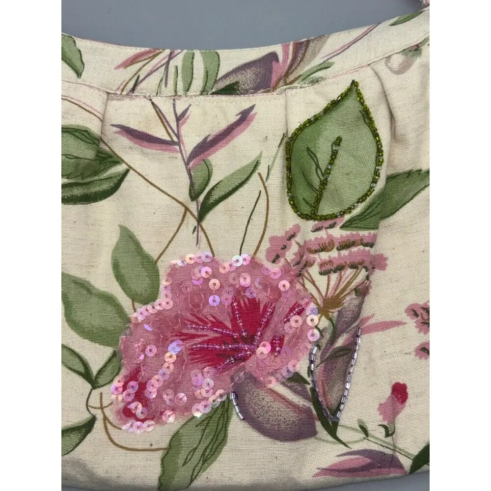 Vintage Beaded Floral Jacket & Matching Handbag Purse Cotton/Flax Plus Size 1X Pink - Image 14