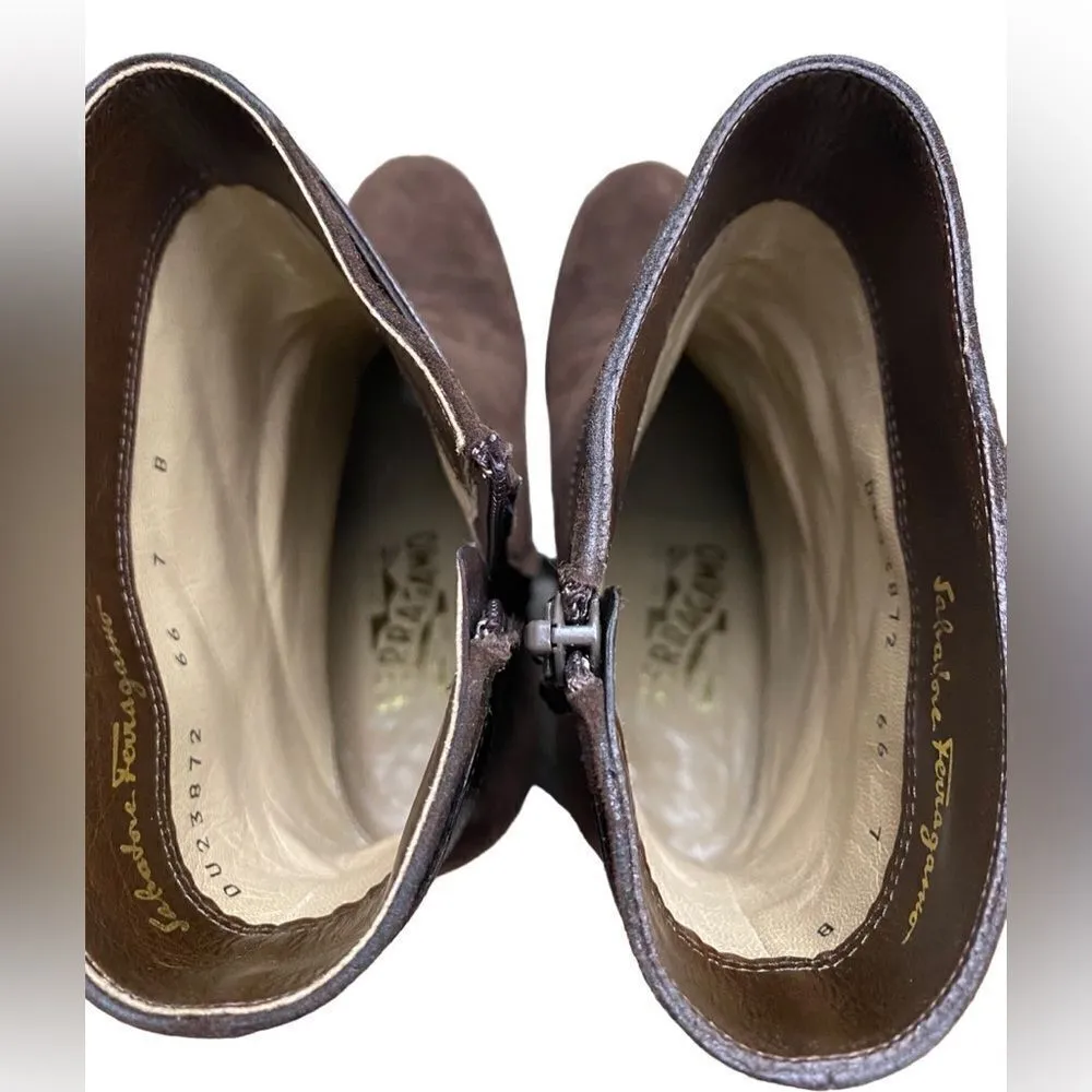 Salvatore Ferragamo Brown Suede Pants Boots - Image 8