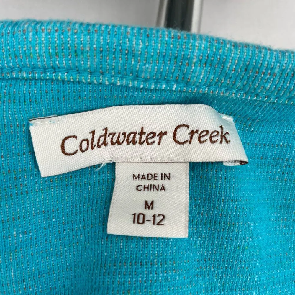 Coldwater Creek Bright Blue Aqua Multi Space Dye Zip Cardigan Sweater Jacket M - Image 12