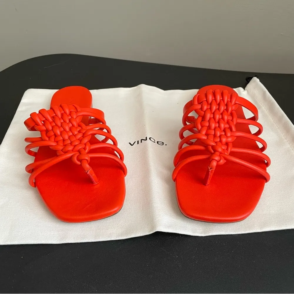 Vince Womens Dae Strappy Toe Flat Sandals Burnt Orchid 6 M - Image 3