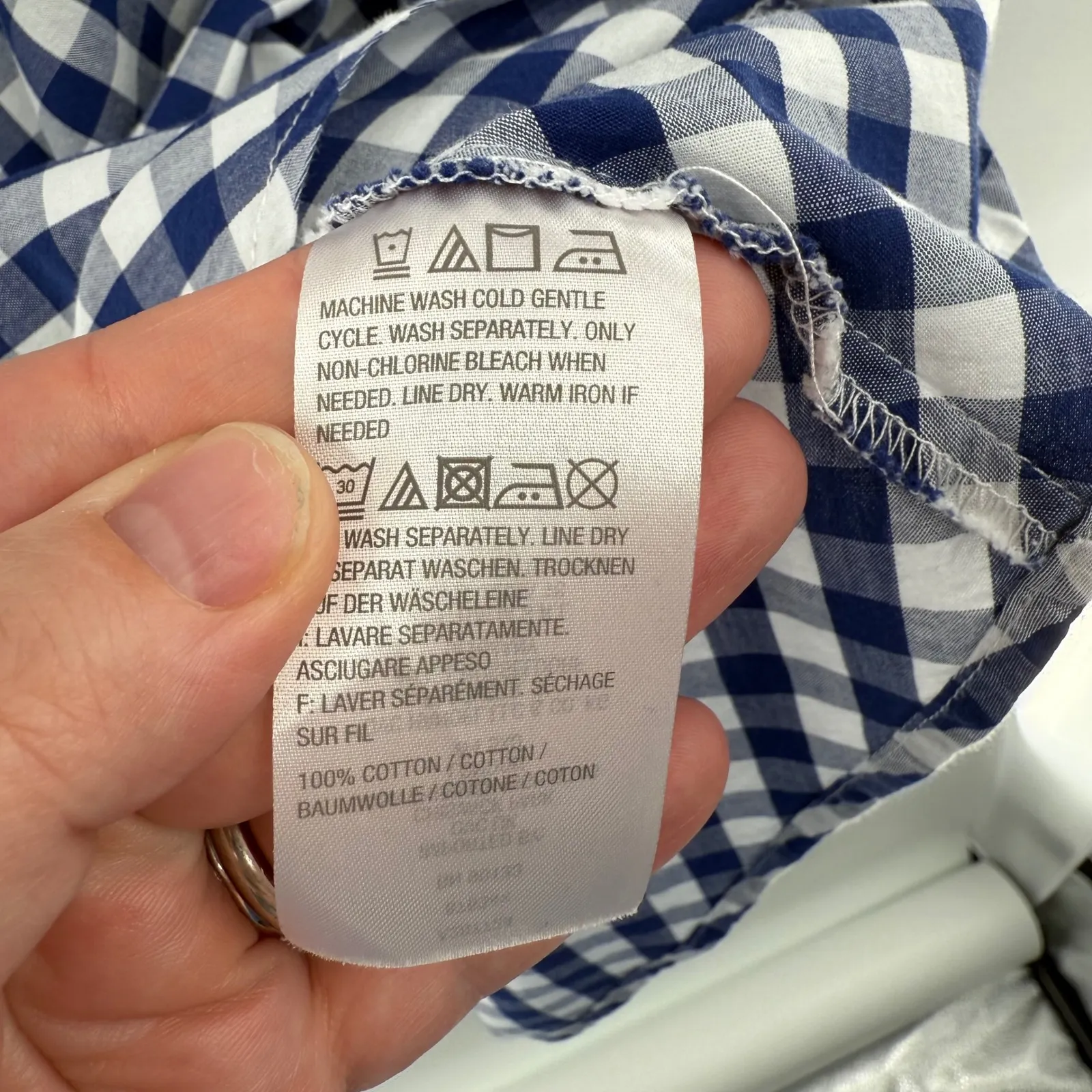 Joan Rivers 2X Blue White Gingham Check Cotton Button‎ Down Tunic Shirt Blouse - Image 4