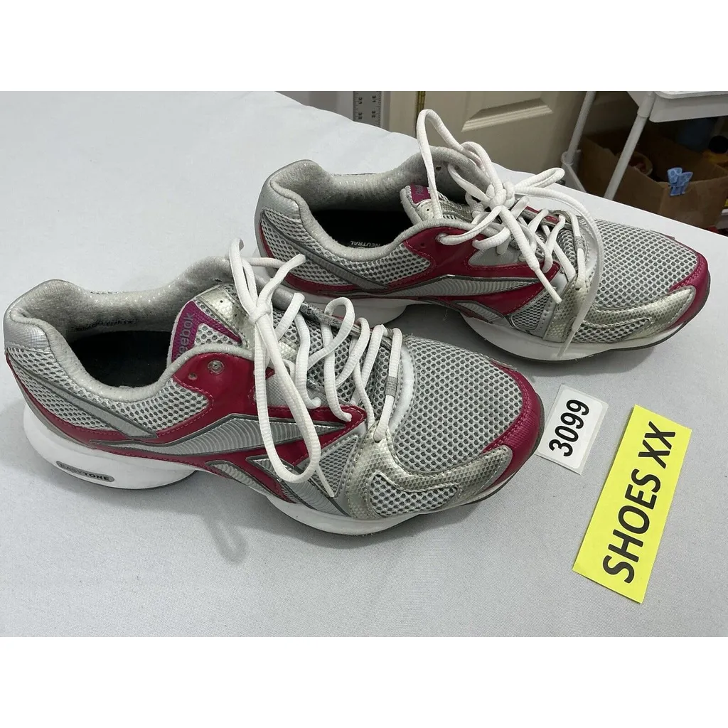 Womans Rebok Cushion Neutral Size 9.5 Gray Pink Lace Up Running Sneakers - Image 2