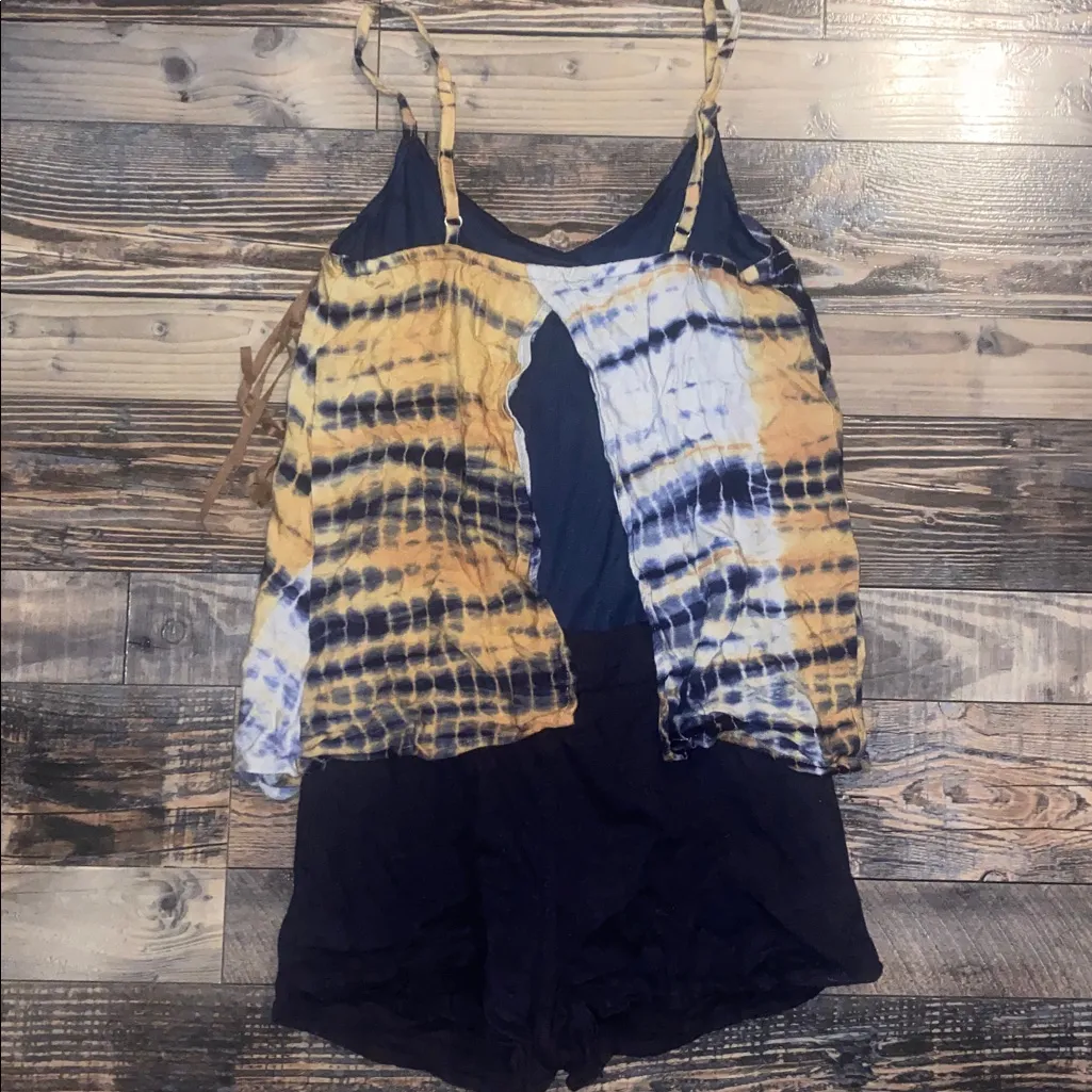 Judith March Blue and Tan short romper with fringes - Image 4