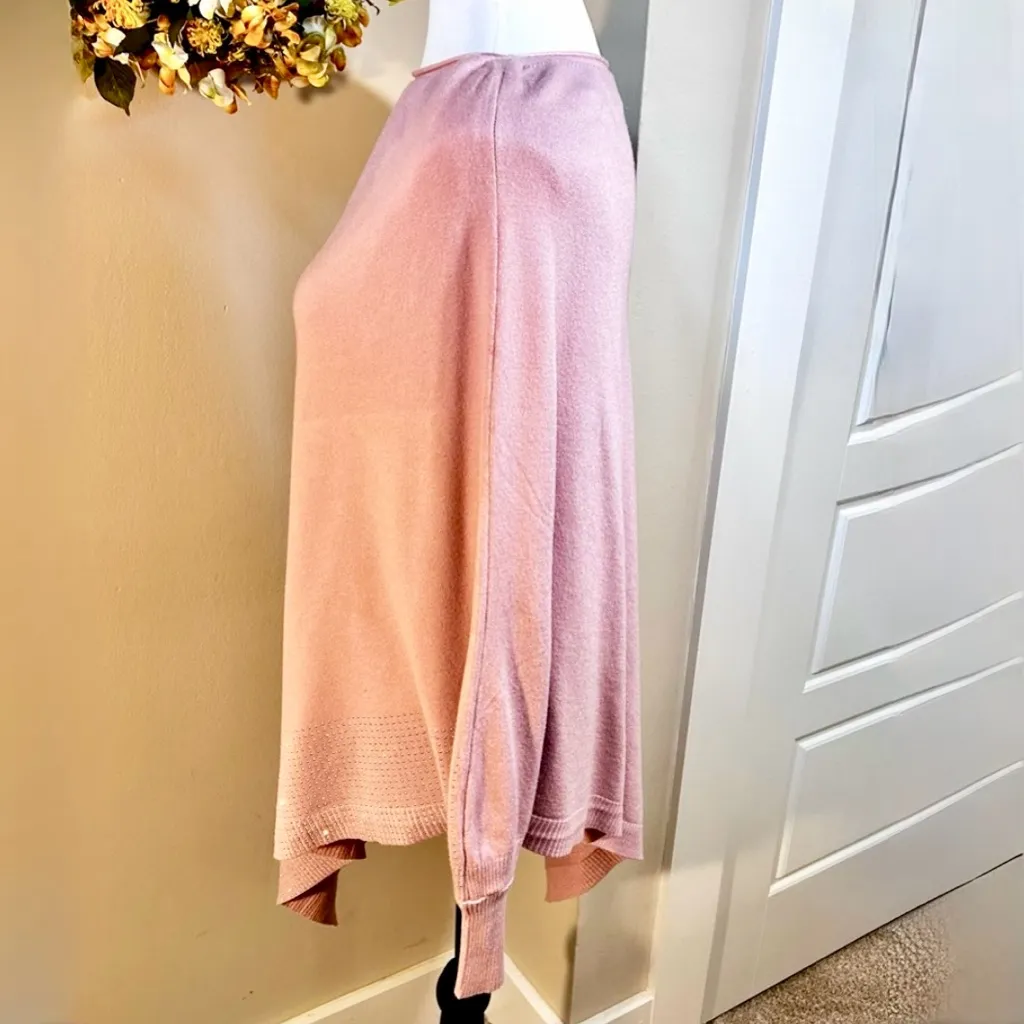 NWT ODRI Designed in Italy Pink Sparkle Knit Asymmetrical Sweater Poncho OS💛 Size undefined - Image 7