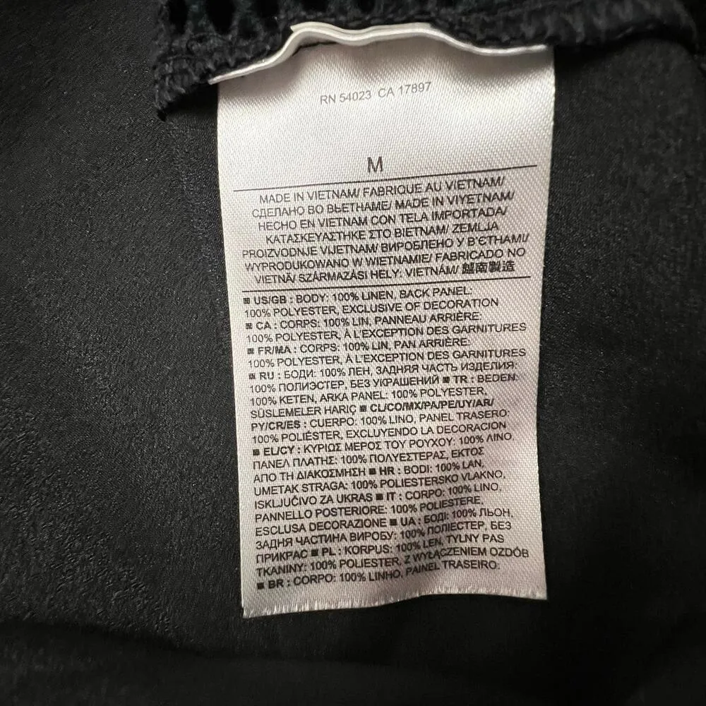 Banana Republic Slub Black Dual Linen Short Sleeve Shirt Crew Neck Size Medium - Image 10