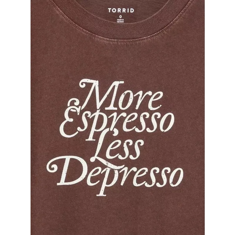 TORRID NWT Plus Size 0 Muscle Tank Espresso Depresso Coffee Graphic Tee - Image 3