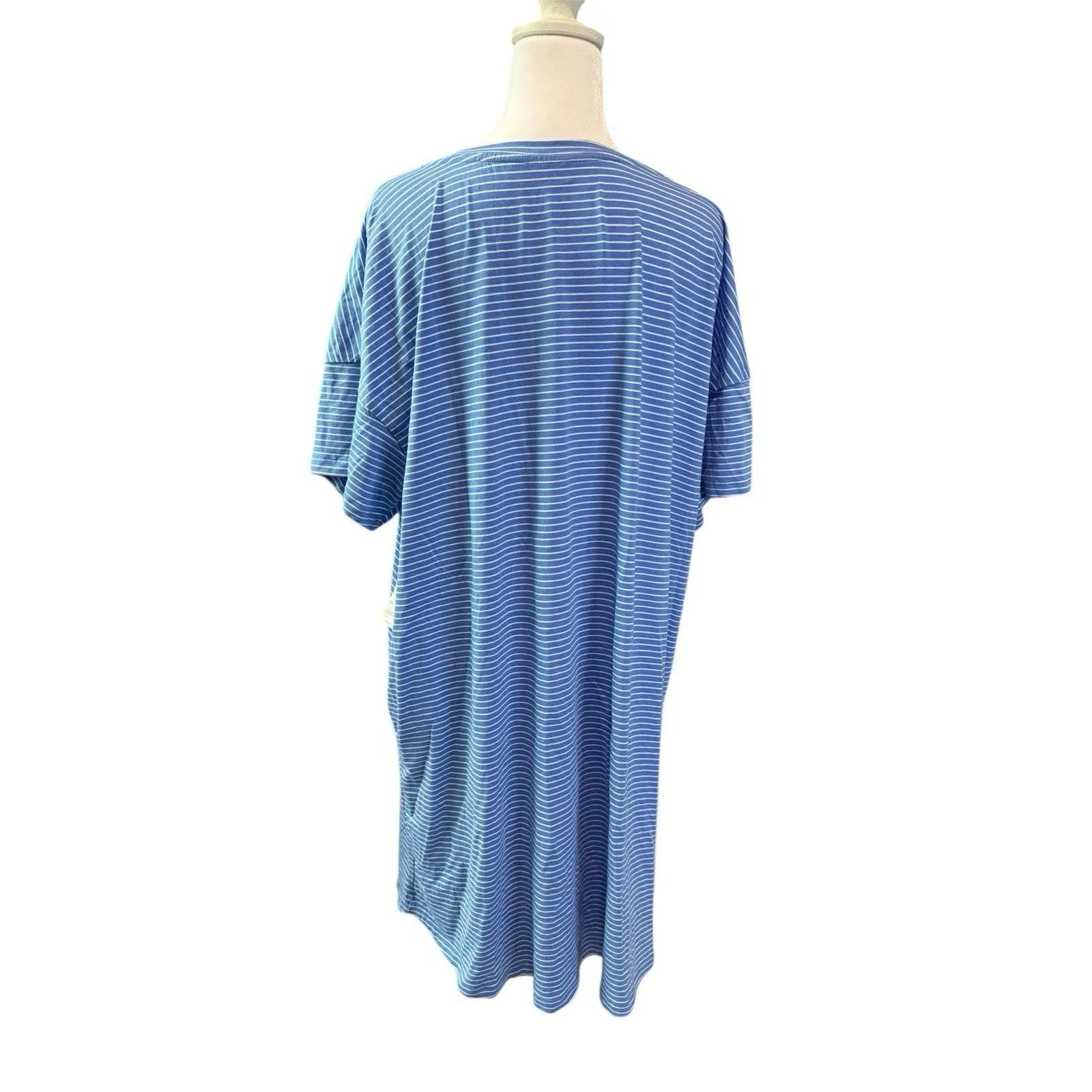 New Women's Sonoma Goods For Life Sleep Shirt Blue And White Stripes XXL - Image 3