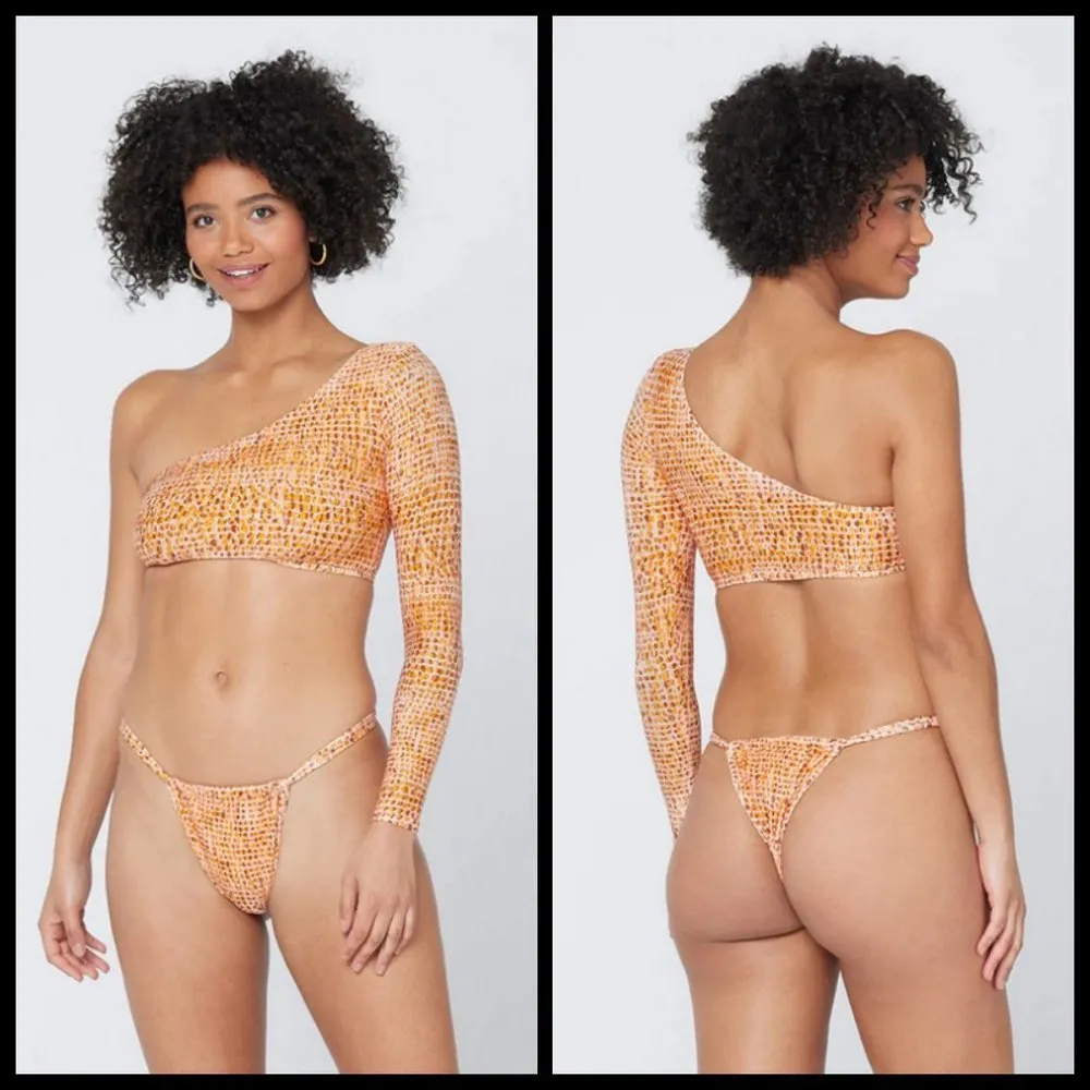 💕L*SPACE💕 Cardi Rash Guard Top ~ One-Shoulder Wild Bunch Large L NWT - Image 5