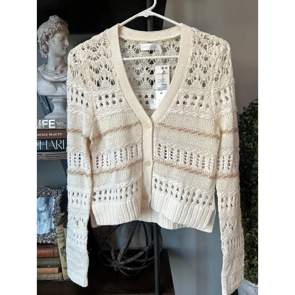 Jonathan Simkhai Joyce Cardigan Bone Multi Womens Size Medium Tan - Image 5