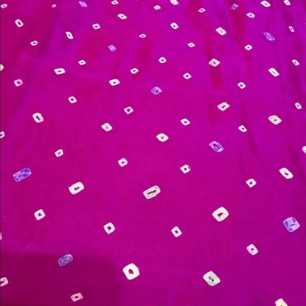 NWT 100% Silk 3 piece fuschia purple tunic dress gingham scarf shalwar kameez - Image 8