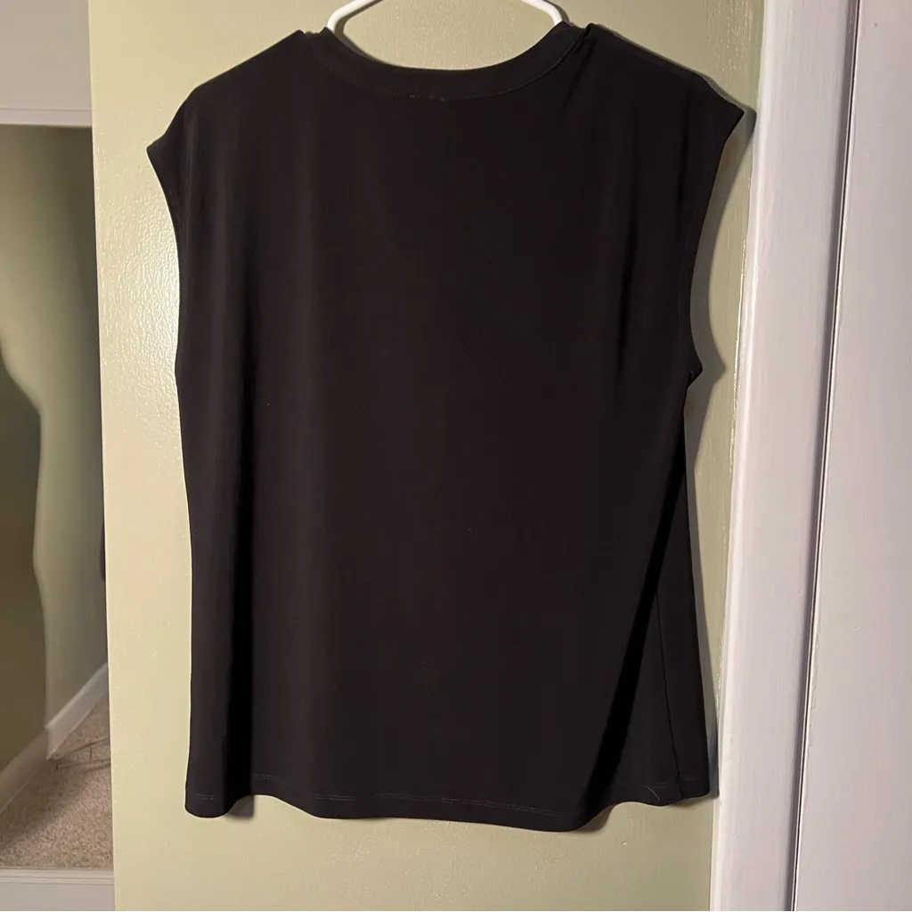 Anne Klein Popover Split Neck Blouse Black M - Image 7