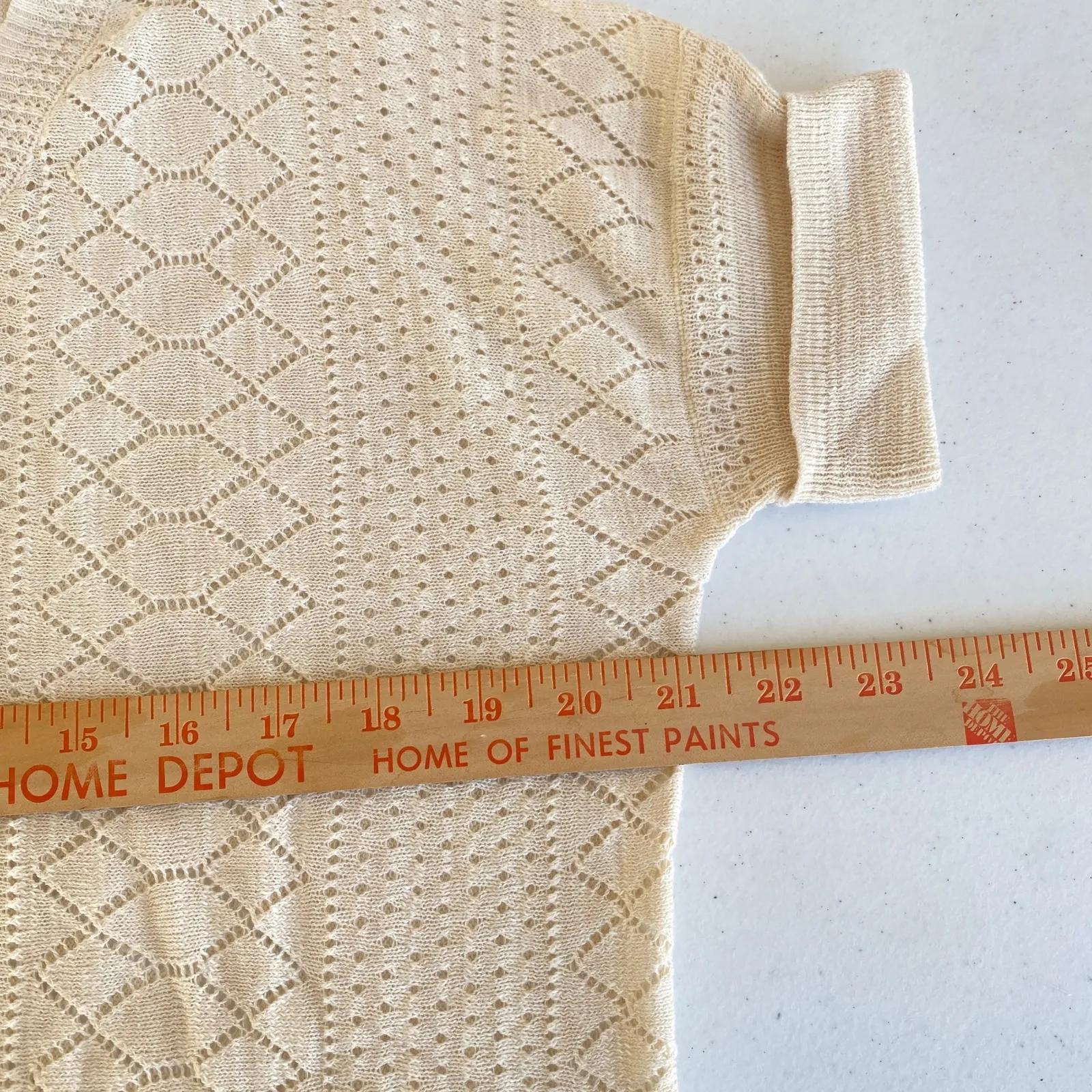 Lucky Brand Women's Top XL Beige Crochet Open Knit Tunic Sweater Boho Chic - Image 10