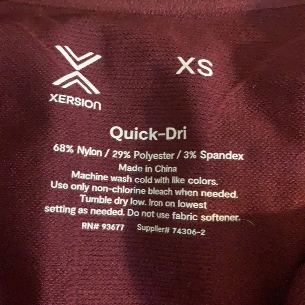 Xersion- NWT  Port Wine Long Sleeve Half Zip Athletic Shirt- XS. Unisex - Image 3