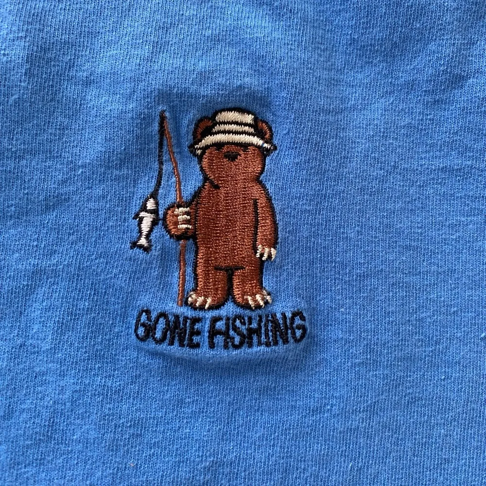 light blue gone fishing embroidered shirt - Image 3