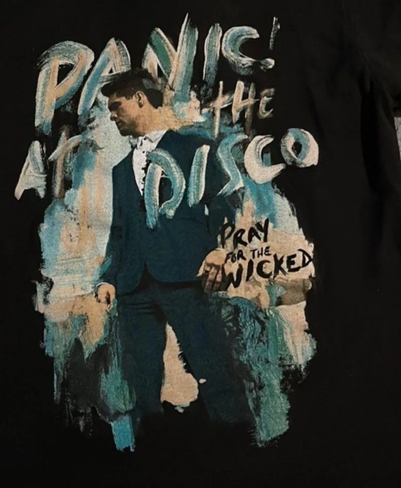 Panic at the Disco Black Graphic Concert Band Shirt Size Small EUC #4115 - Image 2