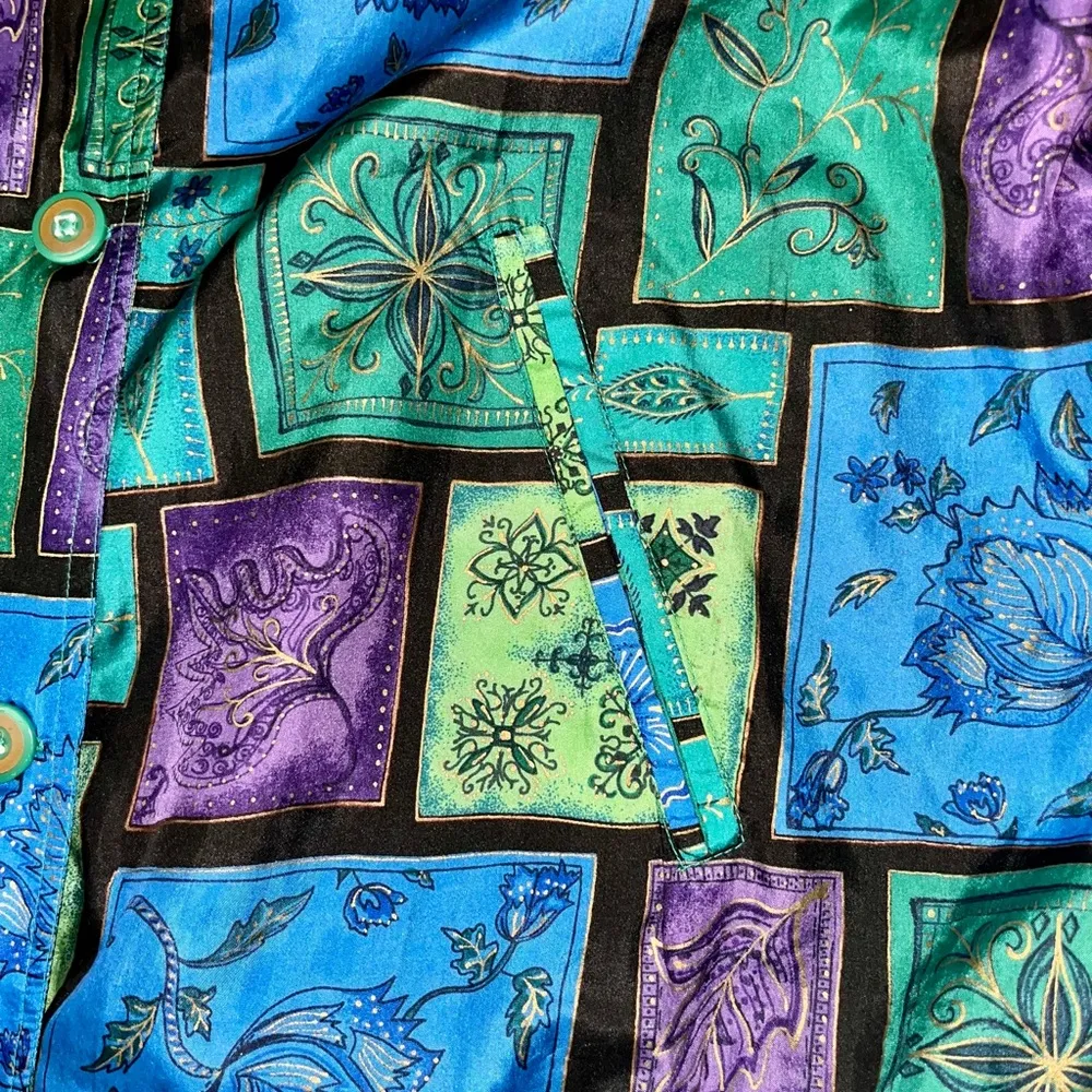 Vintage 100% Silk Colorblock Windbreaker Jacket Multiple Size 1X - Image 7