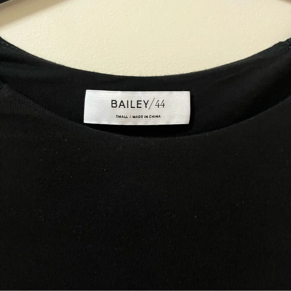 Bailey 44 Georgina Black long sleeve Dress with Faux Leather hem- Small- NWT - Image 4