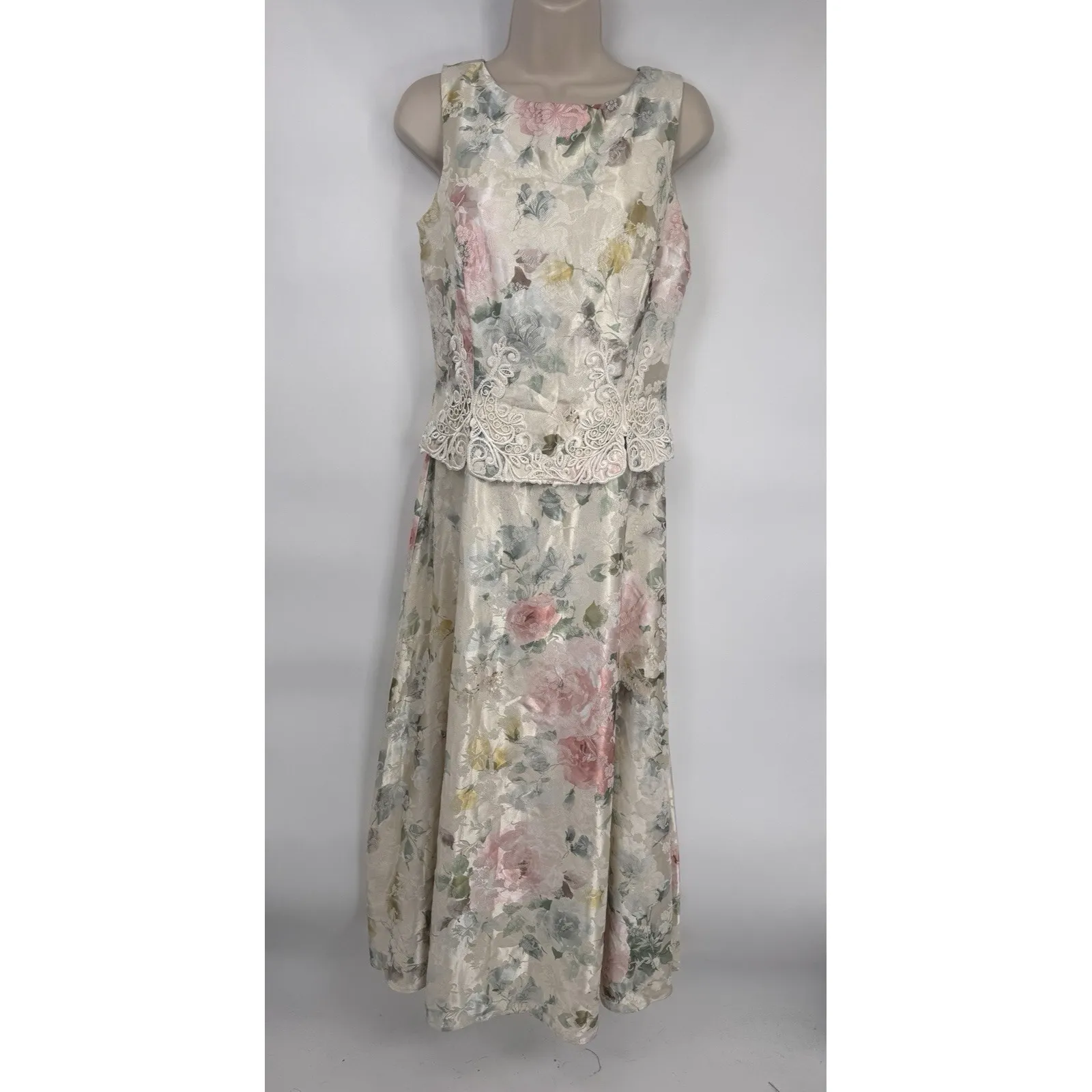 Vintage 80s Scott McClintock Dress Womens 8 White Floral - Image 2