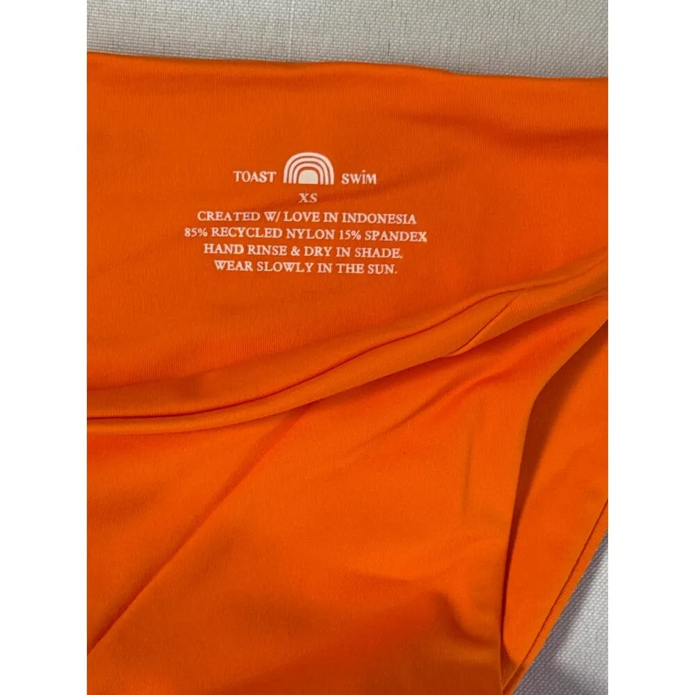 FP Toast Swim Signature Stitch Bikini Bottoms Tiger Orange Sz XS - Image 2