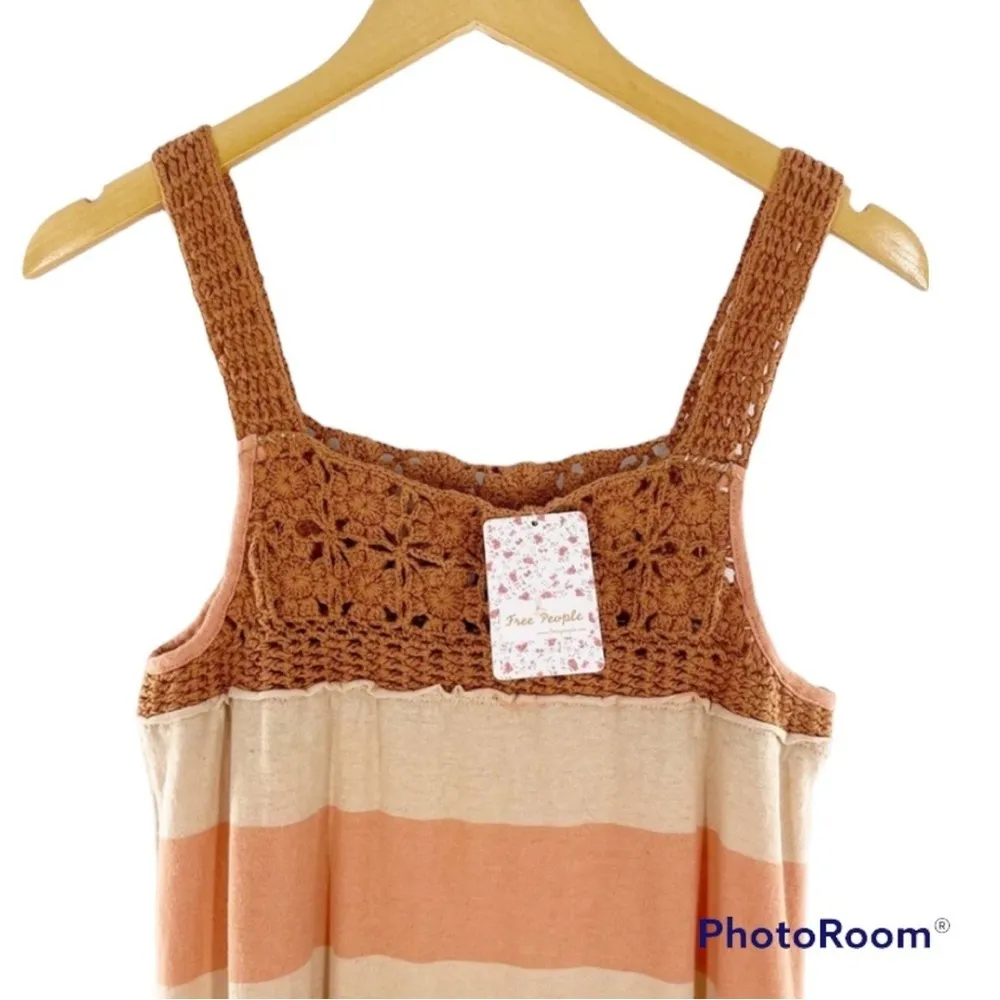 NEW Free People We The Free Striped Crochet Neck Sleeveless Luca Dress size XS - Image 9