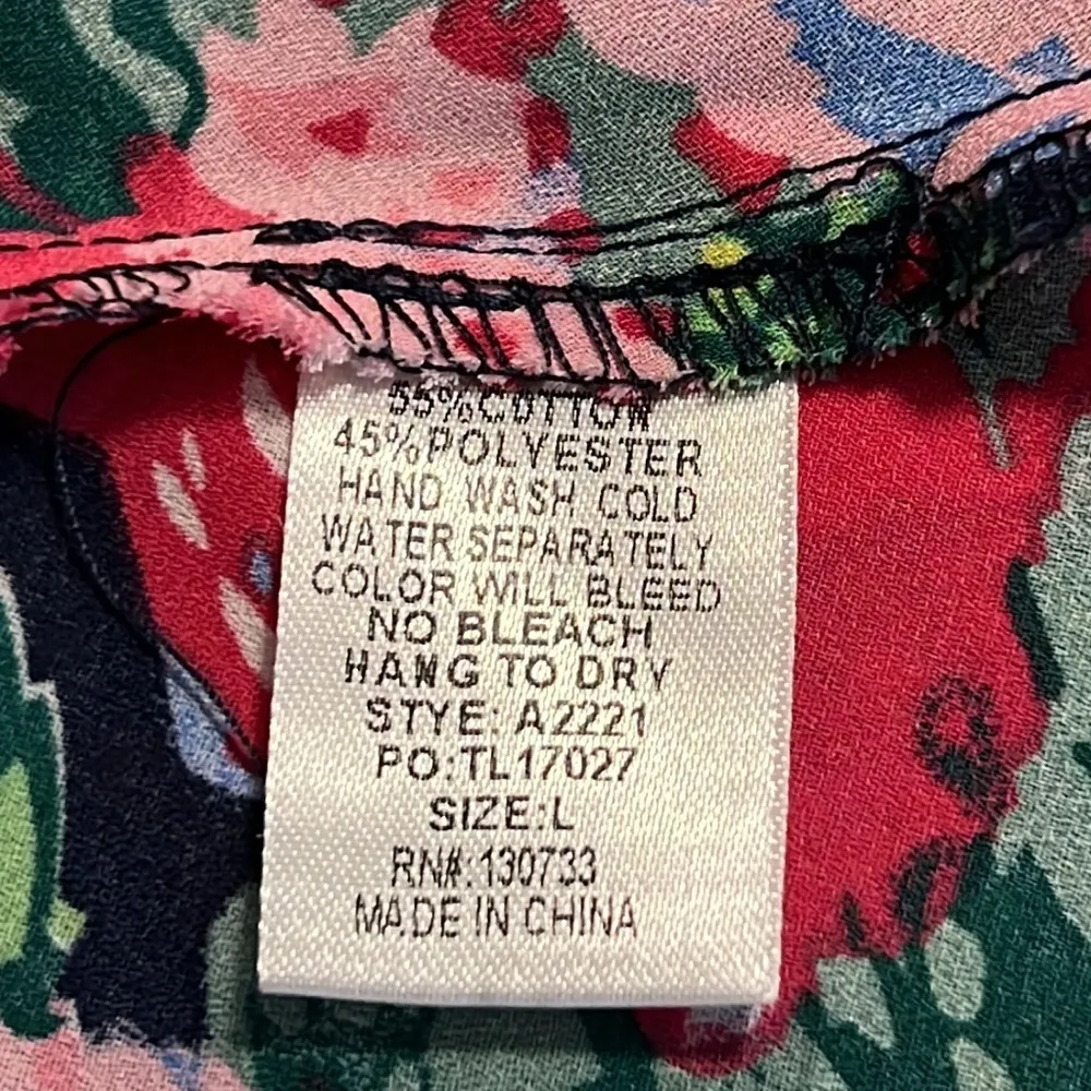 UMGEE large womens dress cover up blue v neck floral print sheer sleeveless - Image 5