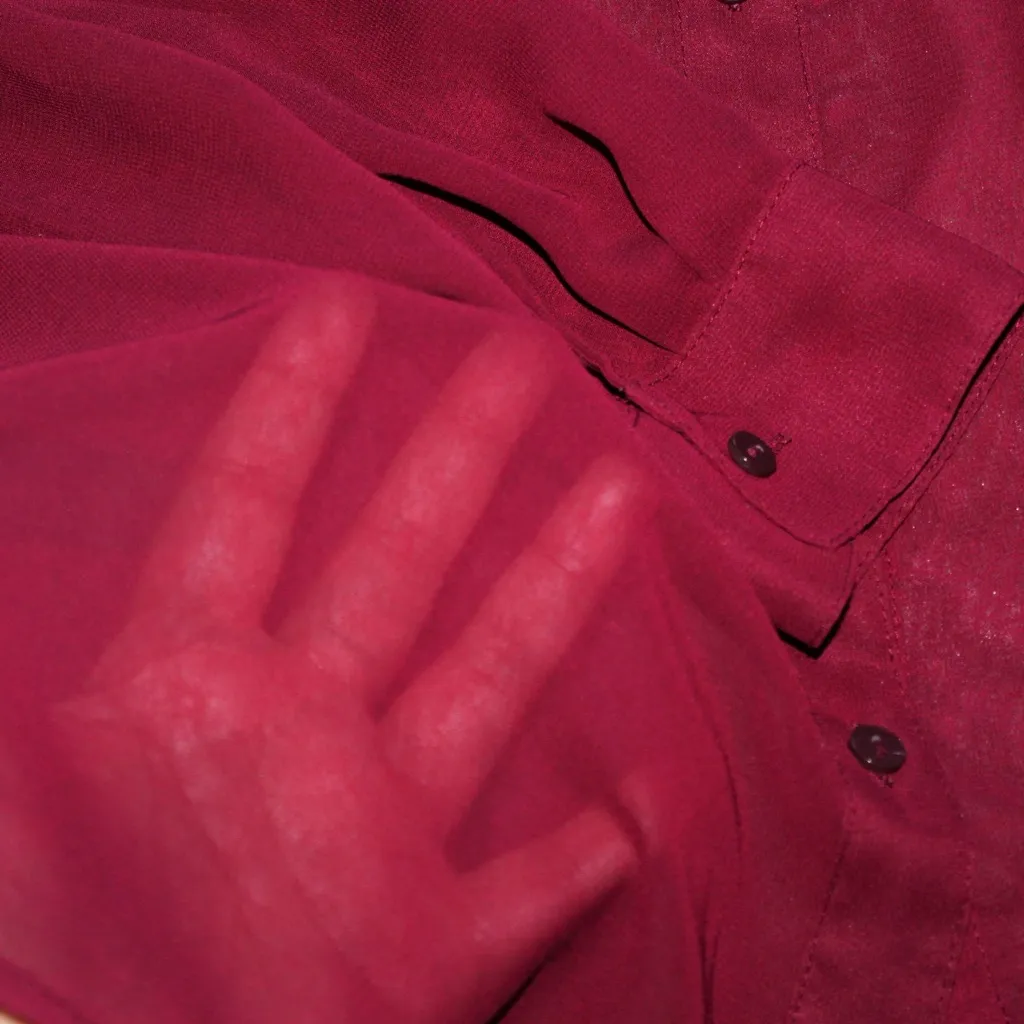 Decree Burgundy Sheer Button Down Shirt - Image 5