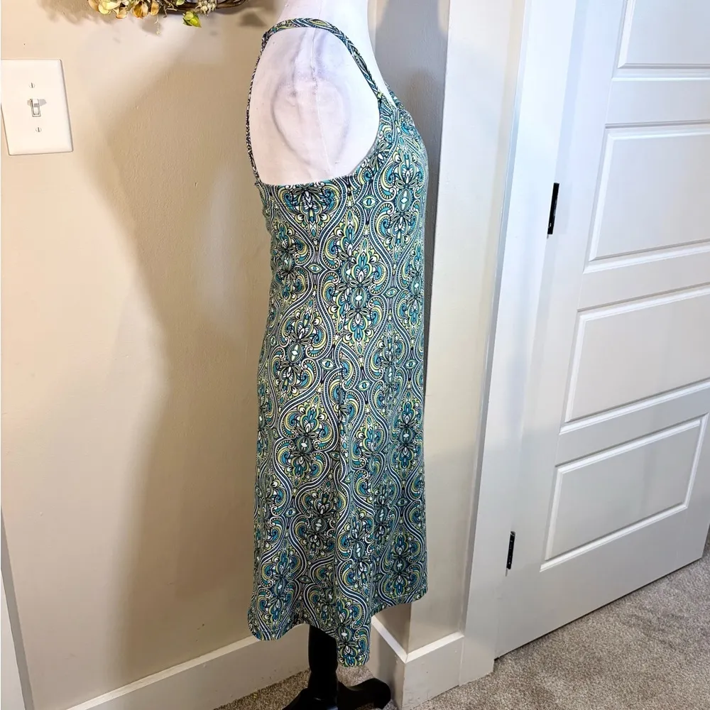 PRANA Boho Medallion Print Strappy A-Line Summer Sundress w/Shelf Bra Sz S 💚 - Image 3