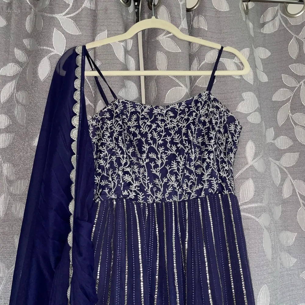 SANI Purple Anjali Metallic Embroidered Anarkali with Dupatta - Image 5