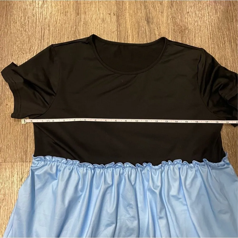 New Fashion Blue and Cheetah Print Tiered Dress L New Size L - Image 6