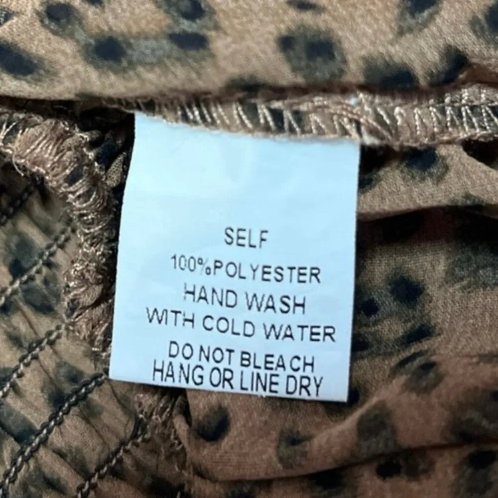 Shop Neighbor Brown Leopard Animal Print Short Sleeve Peplum Blouse Top Size S - Image 4