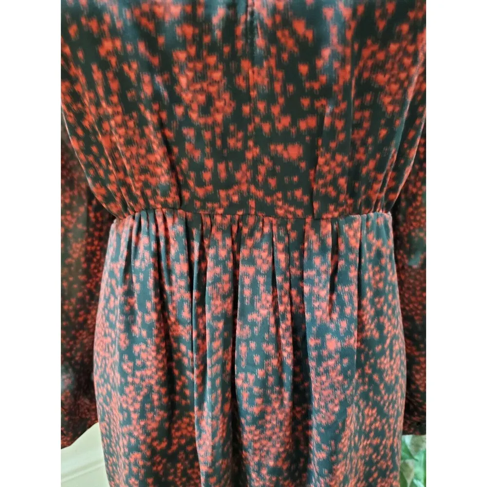 Beach Lunch Lounge Kelsea Babydoll Black & Red V-Neck Long Sleeve Dress L/G/G - Image 3