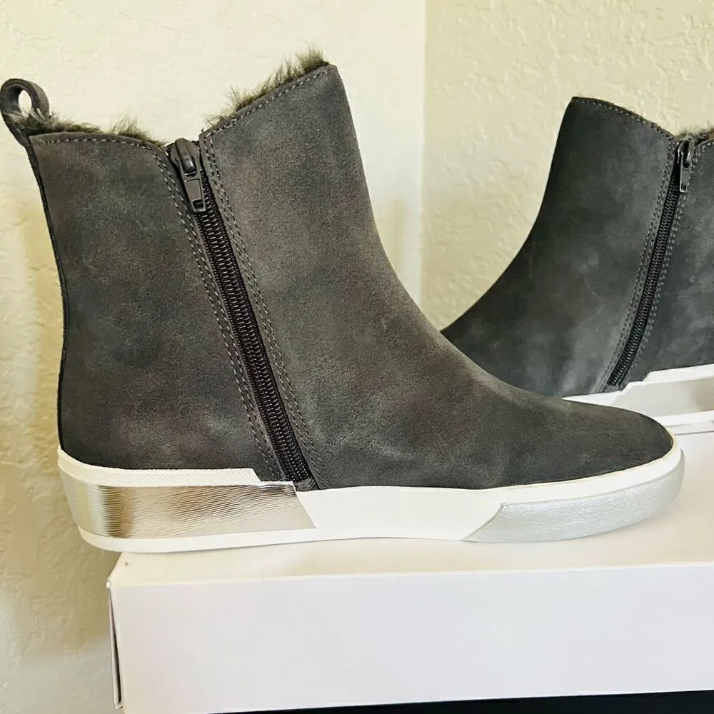 DOLCE VITA‎ Faux Shearling Sneaker Wedge Bootie, Black Leather, Size 8 1/2, NWT - Image 13