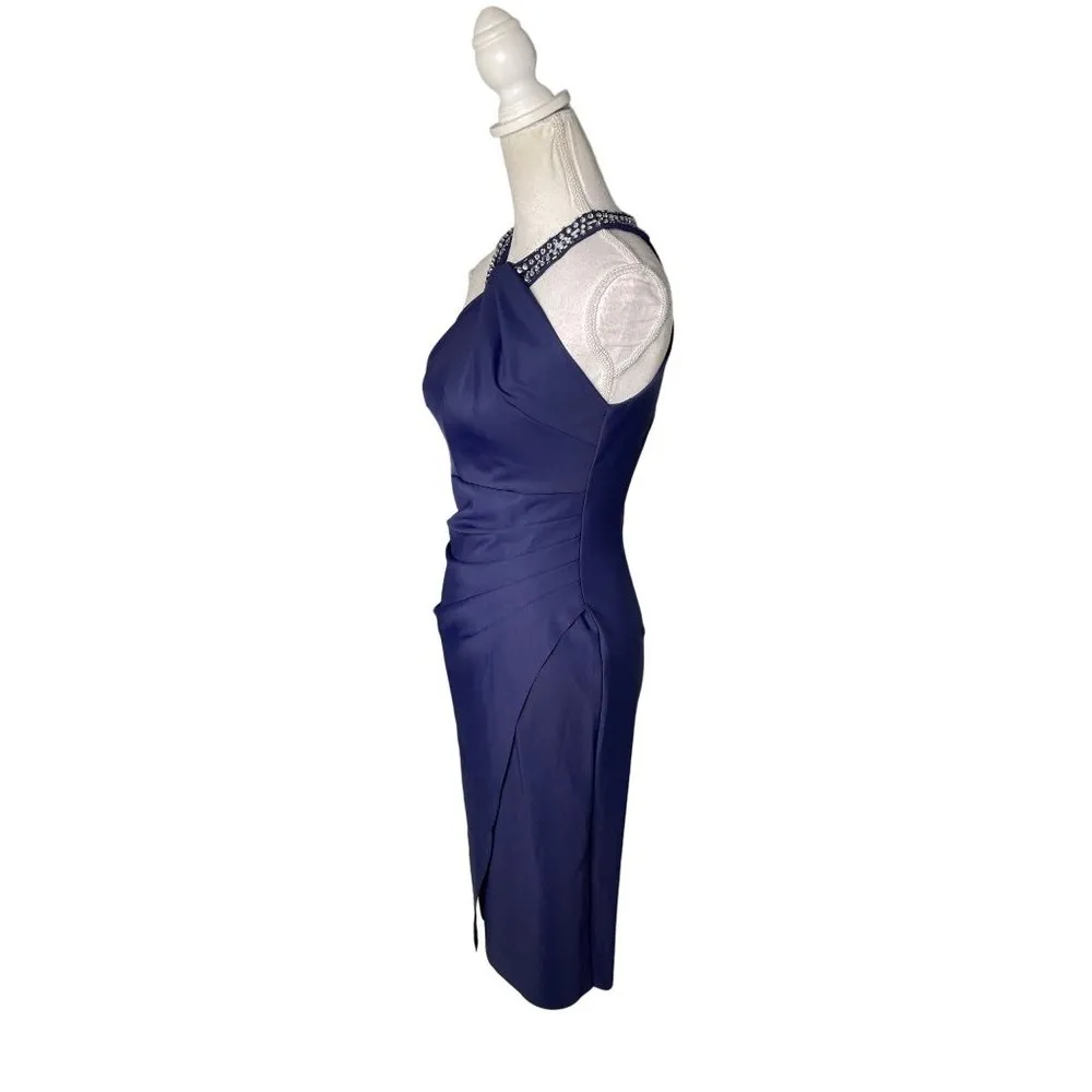 Alex Evenings Embellished Halter Sheath Dress Navy Womens Size 2 Blue - $65  New With Tags - From kelly