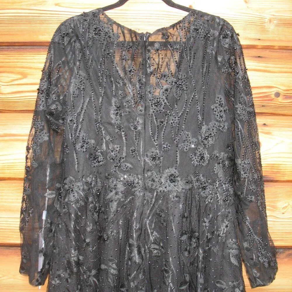 Mac Duggal 204041 Long Sleeve Floral Embellished Cocktail Dress - Image 11