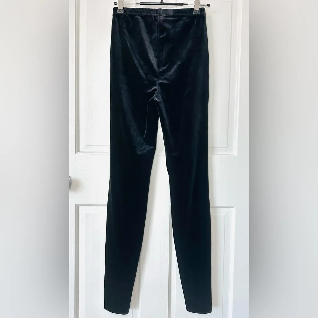 NEW! Good American Black Velvet Velour Full Length Leggings Holiday Size S - Image 4